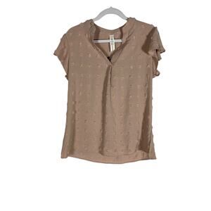 NWT Women Blooming Jelly Short Sleeve V-neck Flowy Textured Ruffle Size Medium